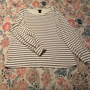 Ann Taylor white and black striped shirt